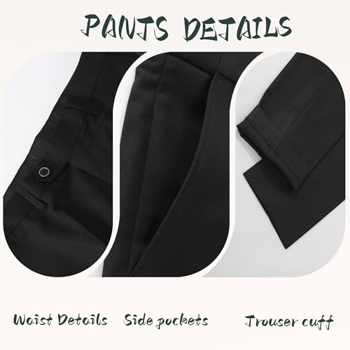 Mens Jacquard 3 Pieces Suit with Stand - up Collar Wedding Party Dinner Jacket Vest Pants Set 6