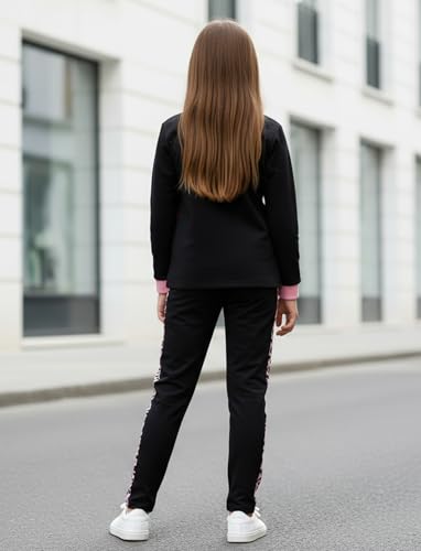 Image of PATPAT Little Girls Clothes Crew Neck Leopard Color Block Sweatshirt and Leggings Girls Outfits Size 4-12Y