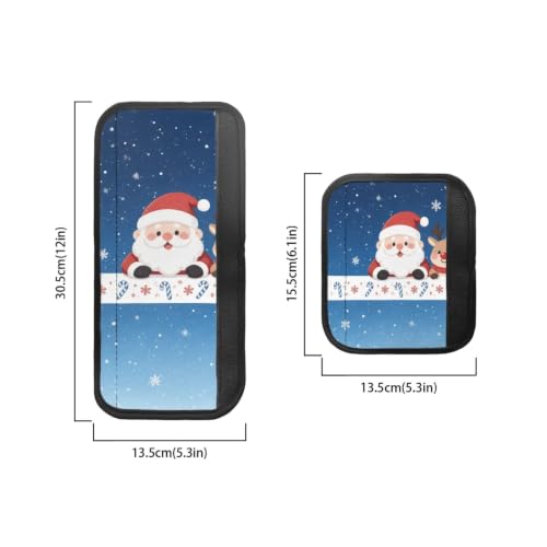 Image of Refrigerator Door Handle Covers Set of 6 Kitchen Electrical Appliances Handle Protector Anti-Slip Fridge Microwave Oven Christmas Holiday Decor, Santa Claus Reindeer Snowflake Blue