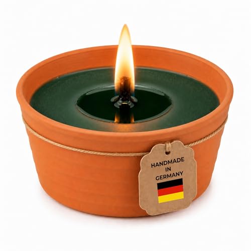 Lavalis XXL Terrakotta-Flammschale, Outdoor-Kerze aus recyceltem Wachs,  15 h Brenndauer, 15 cm Flammenhöhe, 18 cm Ø, nachfüllbare Garten-Kerze, Geschenkidee für Muttertag & Vatertag