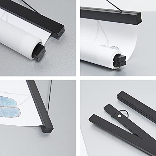 Sweehome Wooden Magnetic Poster Hanger, 18 Inch Magnetic Poster Frame Hanger, 10X18 12X18 18X24 Poster Hanger For Pictures, Photos, Maps, Canvas Artwork And Scrolls (Black, 18") #TOP6