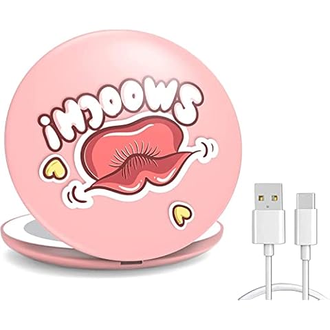 Hensam LED Lighted Travel Makeup Mirror,1x/10x Magnification,Touch Dimmable,USB Rechargable, LED Compact Mirror,3.5inch,Double Sided,Portable Makeup Mirror(Pink) Cover