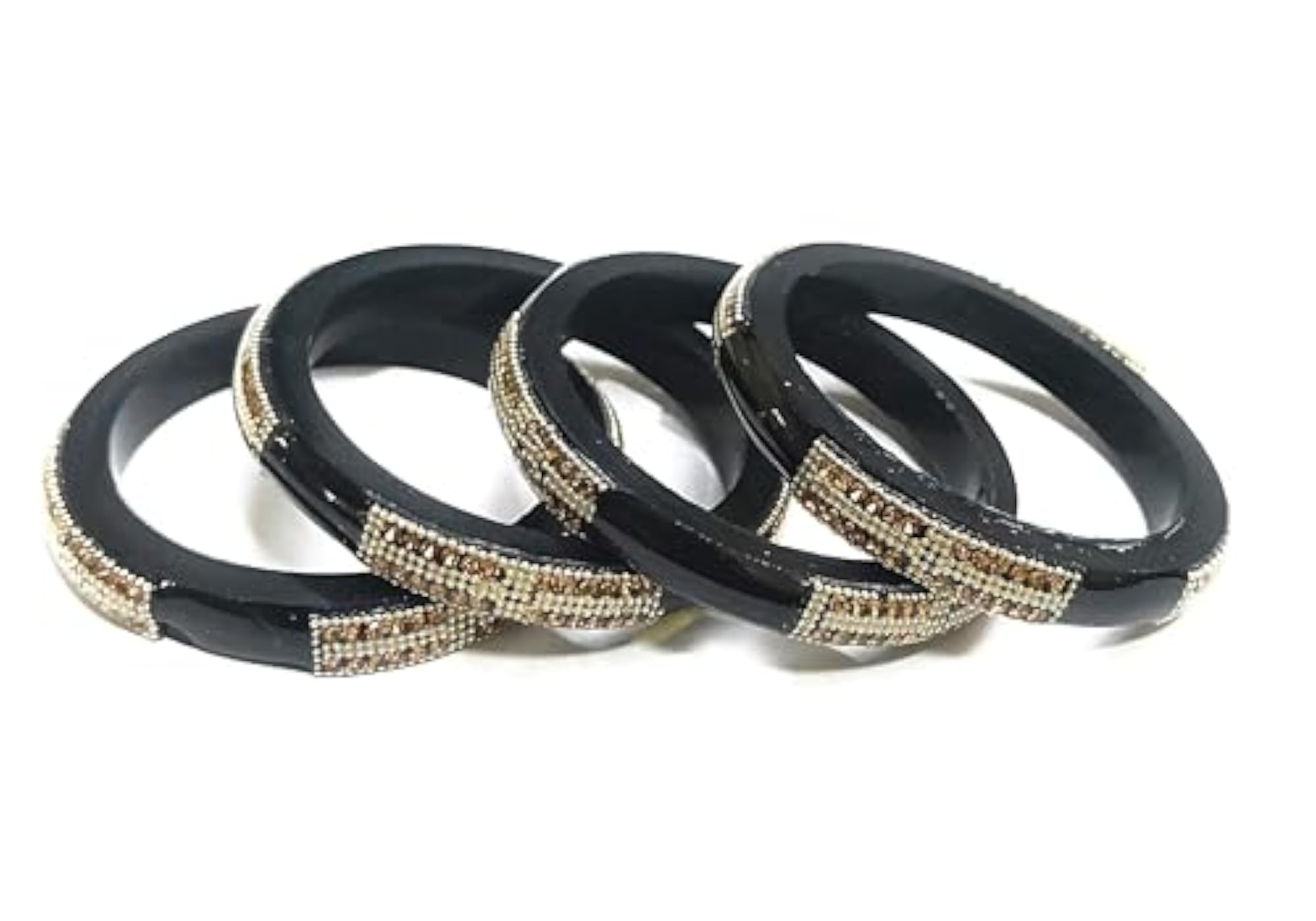 Kids Black Seep Bangles with Golden Stone Work