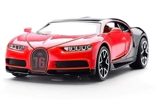 Image of 1:32 Scale Bugatti Chiron Die-Cast Metal Cars with 4 Openable Doors Light and Musical Sound, Pull Back Action Vehicle Toy for Kids【Colors as Per Stock】