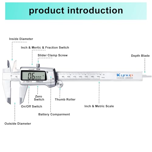 image for Kynup Digital Caliper, Caliper Measuring Tool, Micrometer Dial Vernier