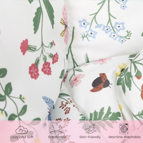 Image of david's kids 4 Piece Toddler Bedding Set - Soft Breathable Toddler Bedding Set for Boys Girls, Includes Quilted Comforter, Flat Sheet, Fitted Sheet and Pillowcase, Garden