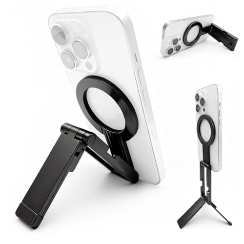 GONSIFACHA Trípode Magnético para Teléfono, Mini Soporte Plegable para Smartphone, Rotación 360°, Portátil para Viaje y Vlogs, Compatible con MagSafe, Compatible con iPhone 17 16 15 14 y Android, ABS