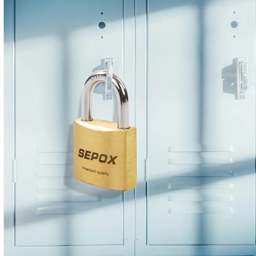 Image of SEPOX 40mm Solid Brass Padlock Keyed Alike 4 Pcs, Chamfered Edges, 3 Locks