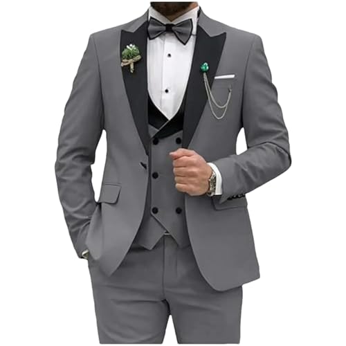 Costume complet homme 3 pièces gris foncé coupe ajustée aux finitions tailleur soignées