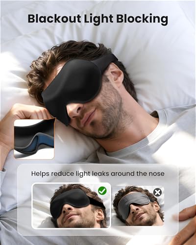 3 Pack Sleep Masks for Women & Men: True Blackout Eye Mask for Sleeping, 3D Contoured Zero Eye Pressure, Lash-Friendly (Blink Freely), Side Sleeper Comfort, Adjustable Strap Blindfold, Night Eye Cover - Image 3