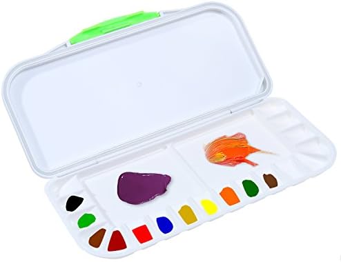 Traveling Airtight Watercolor Palette 18 Wells Watercolor Acrylic Paint Tray Palette Leak Proof for Watercolor Pigment Storage Color Mixing (10.63 x 5.1 x 0.9 Inch)