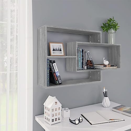 Étagère murale grise Sonoma 104x20x58.5 cm à 3 compartiments