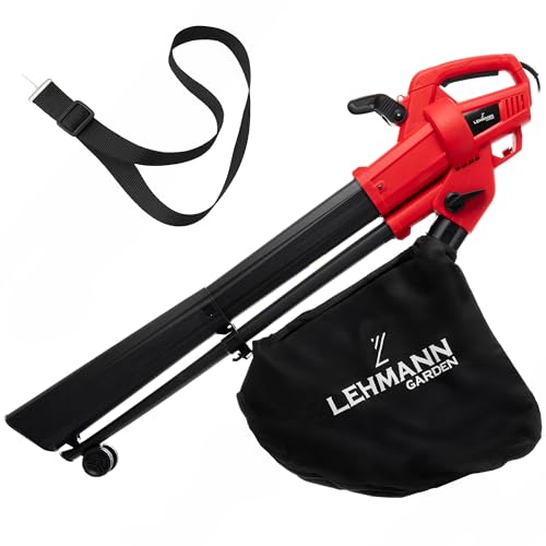 LEHMANN Elektro Laubbläser 3-in-1, Laubsauger mit Häcksler, 3500W, Häcksel-, Saug- und Blasfunktion in einem, 270 km/h Blasgeschwindigkeit, 15.000 U/min, Fangsack 40L, Tragegurt & Räder