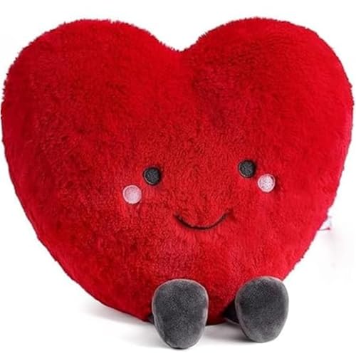 Image of ZEXSAZONE Red Heart Plush Soft Toy Cushion Pillow - Cute Smiling Face Stuffed Plushie for Kids, Boys, Girls, Girlfriend & Wife | Valentine Gift, Birthday Gift, Anniversary Romantic Home Decor 28 cm
