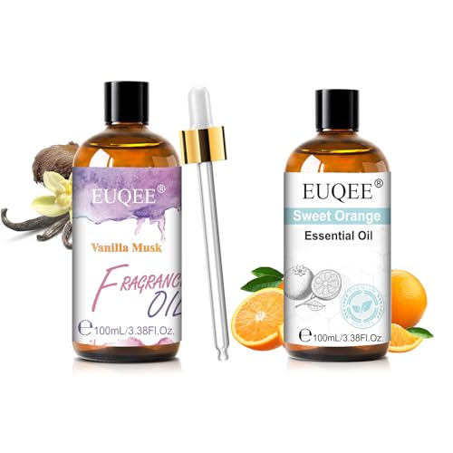 EUQEE Aceite Aromático Vainilla Musk 100ML y Naranja Dulce