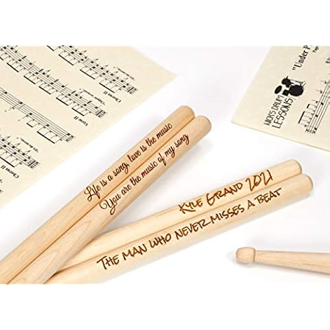 Personalised Custom Drum Sticks - 5A Size | Design A Truly Unique Gift | Laser Engraved Cover