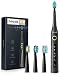Electric Toothbrush Powerful Sonic Cleaning - ADA Accepted Toothbrush with Smart Timer 4 Hours Charge Minimum 30 Days Use 5 Optional Modes Whitening Toothbrushes for Adults with 3 Brush Heads Black