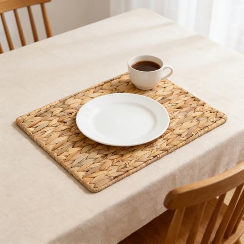 Set de table de qualité supérieure en jacinthe d'eau tressée rectangulaire 30x40 cm - 6