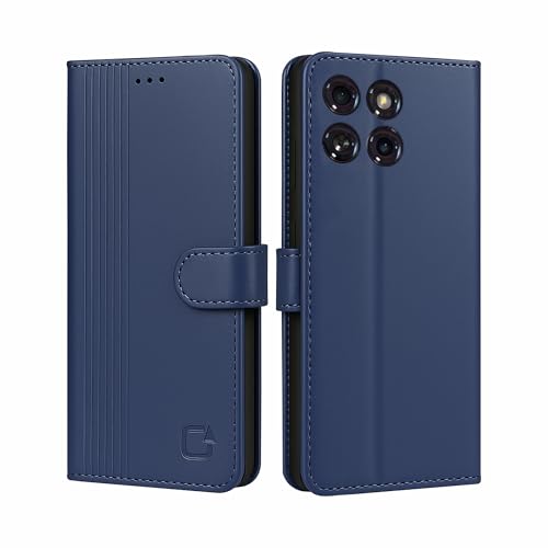 Image of AIBEX Shock Proof Flip Compatible for Motorola Edge 60 Stylus 5G Flip Cover Leather Finish | Inside TPU with Card Pockets | Wallet Stand | Complete Protection Flip Case - Blue