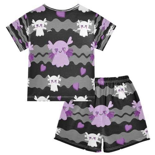 Pajama Sets Short Sleeve Cute Ghosts with Hearts Soft Cotton Summer Sleepwear 2 Piece PJS Size 5-14T2