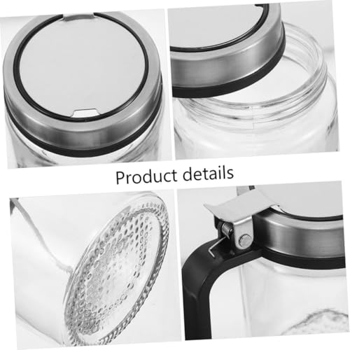 Botella de condimento de vidrio transparente con cuchara para dosificar con precisión 4