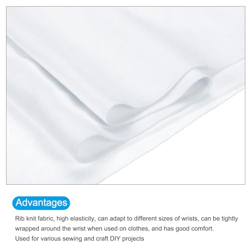 Image of MECCANIXITY 47 inch Elastic Cuffs Ribbed Trims Cotton Fabric Knit Rib Stretch Tape Cuff Sleeve Waistband for Sewing, 20 inch Wide Bleach