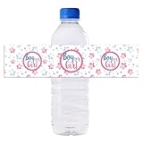 Size: 8.6 x 2 Inches, pack of 24. Does not include water bottle. How To Use: Tear off and stick directly on the bottles, easy to peel and stick. These gender reveal stickers printed on high-quality adhesive paper with vibrant colors, matte finish, su...