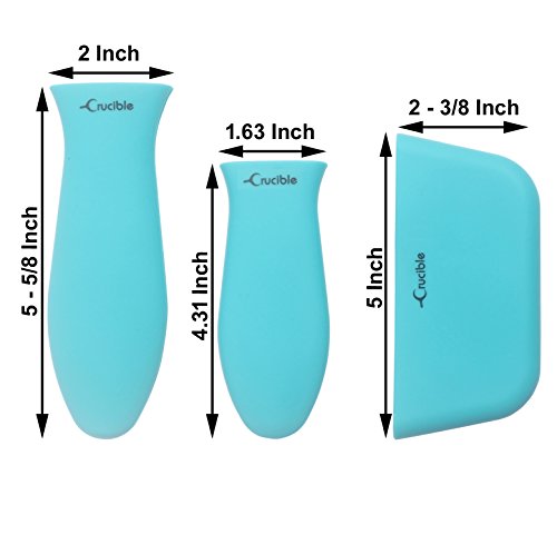 Silicone Hot Handle Holders, Potholders (5-Pack Mix Turquoise) For Cast Iron Skillets, Pans, Frying Pans & Griddles, Metal And Aluminum Cookware Handles - Sleeve Grip, Handle Cover #TOP1