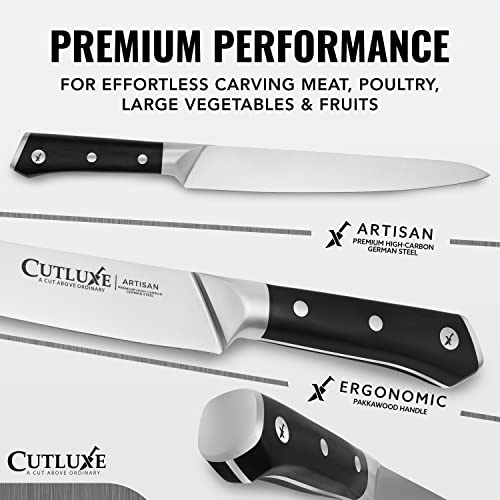 Cutluxe Carving Knife and Fork Set – Carving Knife Set for Meat, Brisket & BBQ – Razor Sharp Premium German Steel – Full Tang & Ergonomic Handle – Artisan Series - Image 2