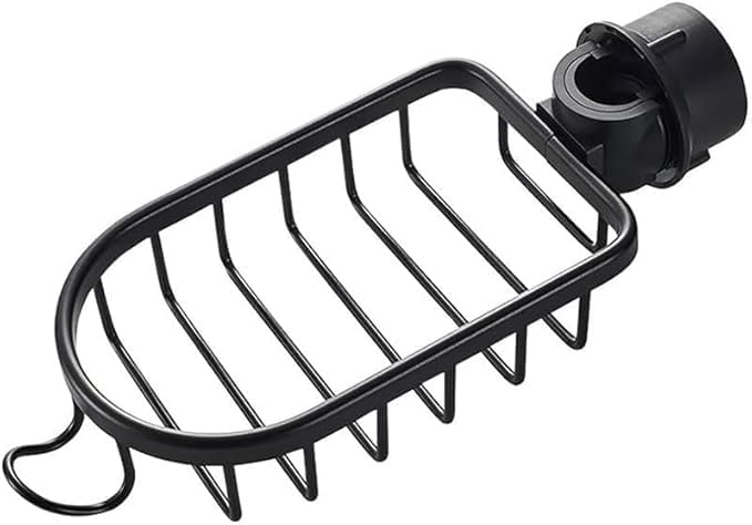 RELEMTRA Sink Organiser for Kitchen-Sink Caddy with Brush & Sponge Holder Cup- Sink Organizer with Drain Tray- Countertop Soap Holder for Kitchen Sink, Over Faucet Organizer for Sponges (Black)