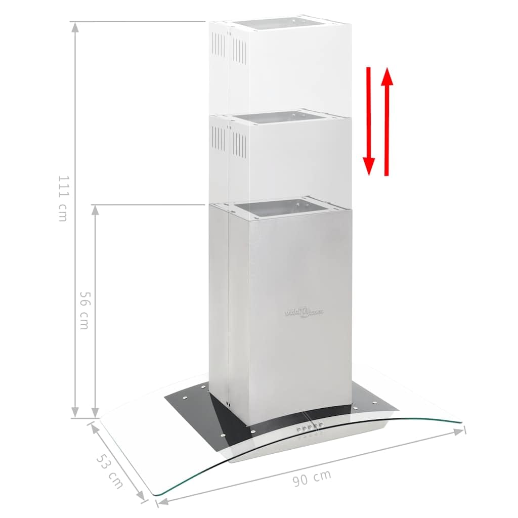 vidaXL Cappa a Isola 756 m³/h LED Acciaio Inossidabile 90cm Filtro Aspirazione