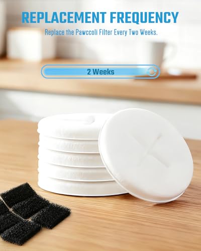 Image of Dog Water Fountain Filters, Pet Fountain Replacement Filters for WF02, White 6 Count (Pack of 1)