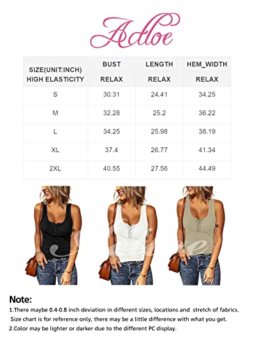 Actloe Womens Summer Tanks Sleeveless Button Up Shirts Henley Tight Low Cut Tops Casual Large A Black #TOP4