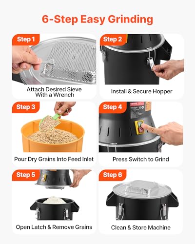 Image of VEVOR Electric Grain Mill Grinder, 600W High Power Commercial Spice Grinder, 6.6 Gal Pulverizer Powder Machine with Galvanized Sharp Blades, for Dry Grains, Spices, Cereals, Coffee, Corn & Pepper