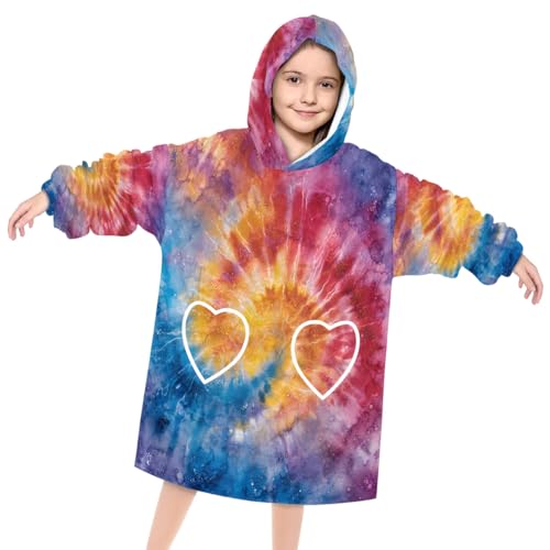 Pardick Wearable Blanket Hoodie for Kids, Ethnic Eye Fleece Sweatshirt Blanket Oversized Blanket Sweatshirt with Pocket Flannel Warm Hooded Blanket 6-10 Year Old Girl Boy Gift, One Size