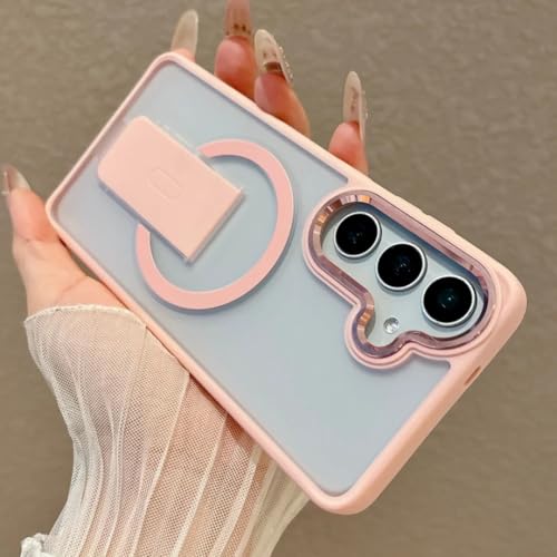 Étui premium pour Samsung S25 Ultra antichoc mat avec anneau magnétique rose