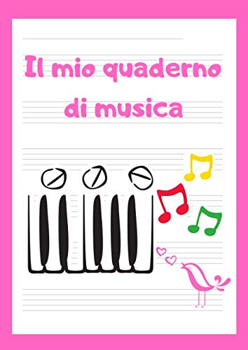 Quaderno pentagrammato per bambini: Il mio quaderno di musica, A4, 110 pagine, 6 pentagrammi per pagina (pentagramma grande)