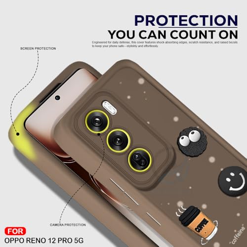 Image of AESTMO Back Case Cover for Oppo Reno 12 Pro 5G Cover | Cute Fun Cartoon 3D Ball | Coffee Silicone Case | Full Body Protection | Camera Protection Back Cover for Oppo Reno 12 Pro 5G (Brown)