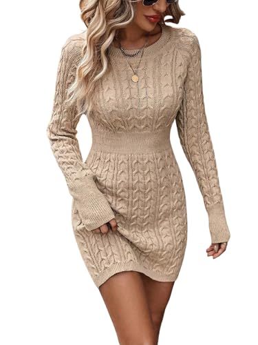 GORGLITTER Women's Cable Knit Sweater Dress Long Sleeve...
