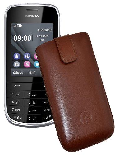 Original Favory Protective Leather Mobile Phone Case with Retraction Tab for Nokia Asha 203