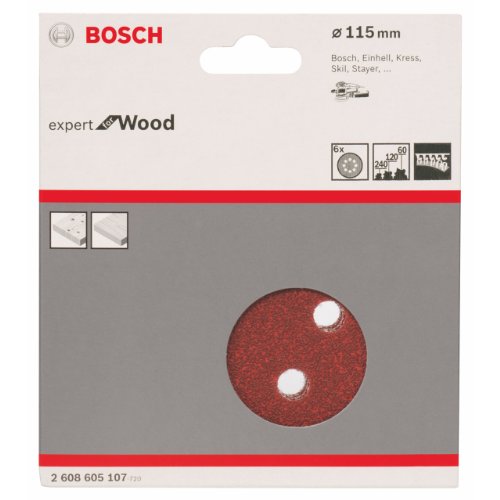 Bosch Professional 6tlg. Schleifblatt-Set für Exzenterschleifer Holz und Farbe (Ø 115 mm, Körnung 60/120/240, C430), 2608605107