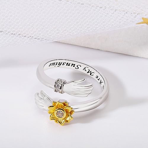 Bague argent 925 femme qui câline les mains, le cadeau d'amour éternel