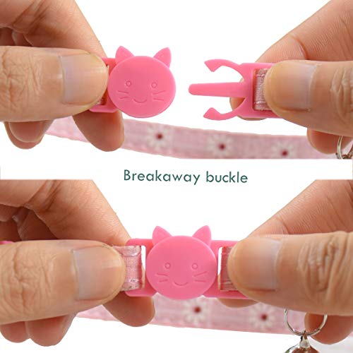 Image of Breakaway Cat Collars with Bell, Set of 3, Durable & Safe Cute Kitten Collars Safety Adjustable Kitty Collar for Cat Puppy 7.5-11in (Gray,Pink,Blue)