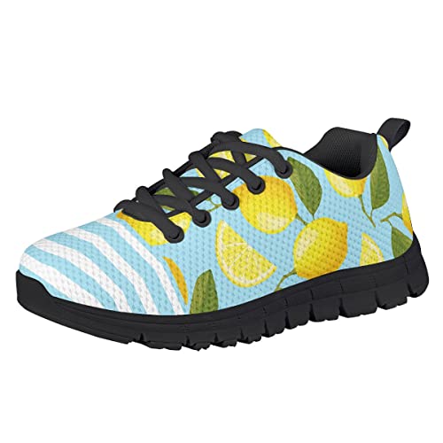 AmzPrint Pineapple Print Unisex-Child Mesh Comfy Tennis Walking Shoes Lace Up Low-Top Little Girls Running Shoes Size 1 Green3
