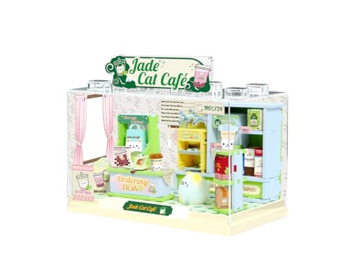 I-TOTAL® - Shop in a Box Kit Creative DIY Miniature 3D Construire et Collectionner des Boutiques Style Pastel, Modèle avec Détails Décoratifs Idée Cadeau (JADE CAT CAFE)