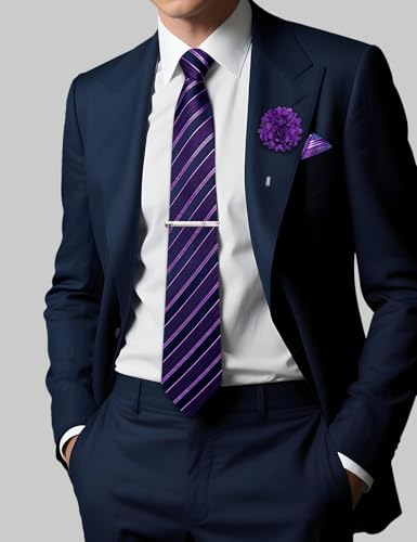 Image of DiBanGu Silk Zipper Ties for Men, Formal Pre-tied Necktie