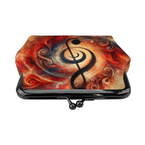 Pu Leather Buckle Coin Purse Abstract-Music-Art Girls Kiss-Lock Change Purse Wallets2