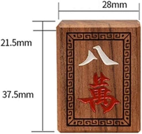 Juego de Mahjong con Estuche de Madera, Juego Tradicional Chino for Viajes, Ocio y Familia(Red White B)