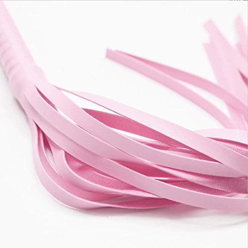 Aomeiter Leather Handcuffs Set, Adjustable Handcuff + Whip Strong and Durable PU Leather Soft Fur Cuffs Multifunctional Bangle, Pink - Thumbnail 6