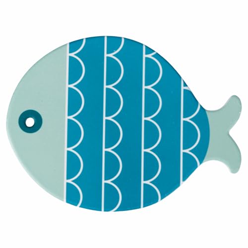 Set mit 4 dekorativen Fliesen 20 x 16 cm aus Keramik, Unterseite aus Kork, Farbe Fish